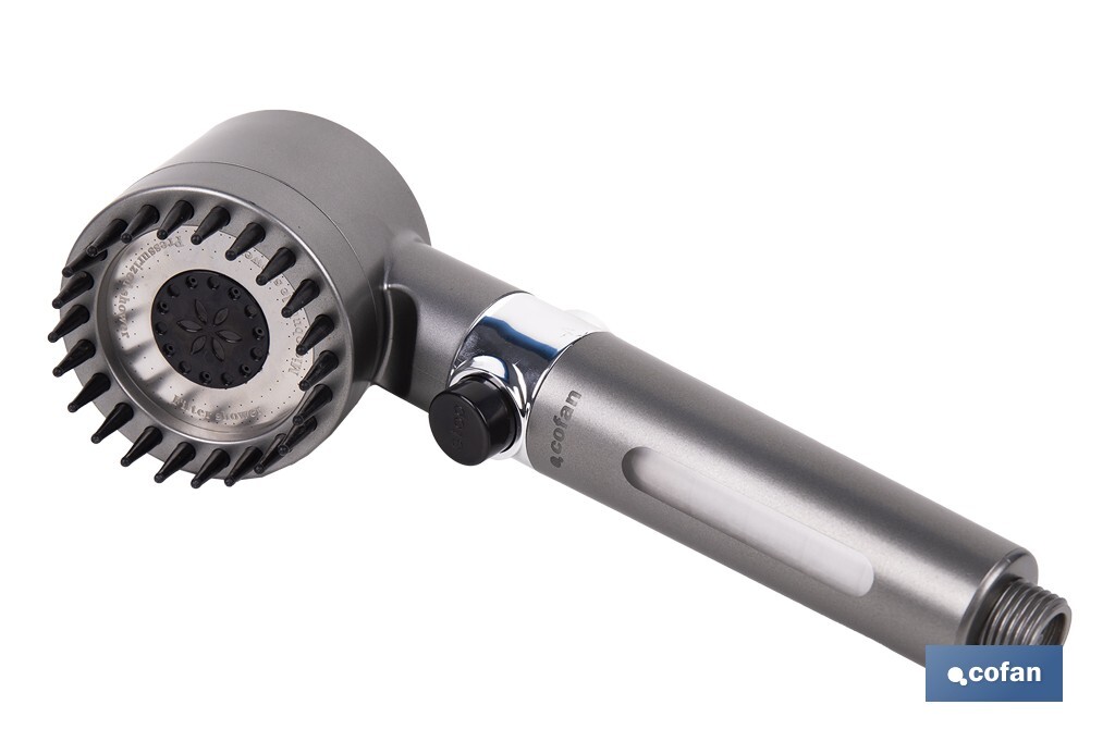 MANGO DE DUCHA CON TRES FUNCIONES, FILTRO Y AHORRO DE AGUA GRIS ANTRACITA