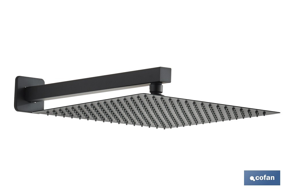 CONJUNTO DE DUCHA EMPOTRADA MONOMANDO CUADRADA NEGRO MATE