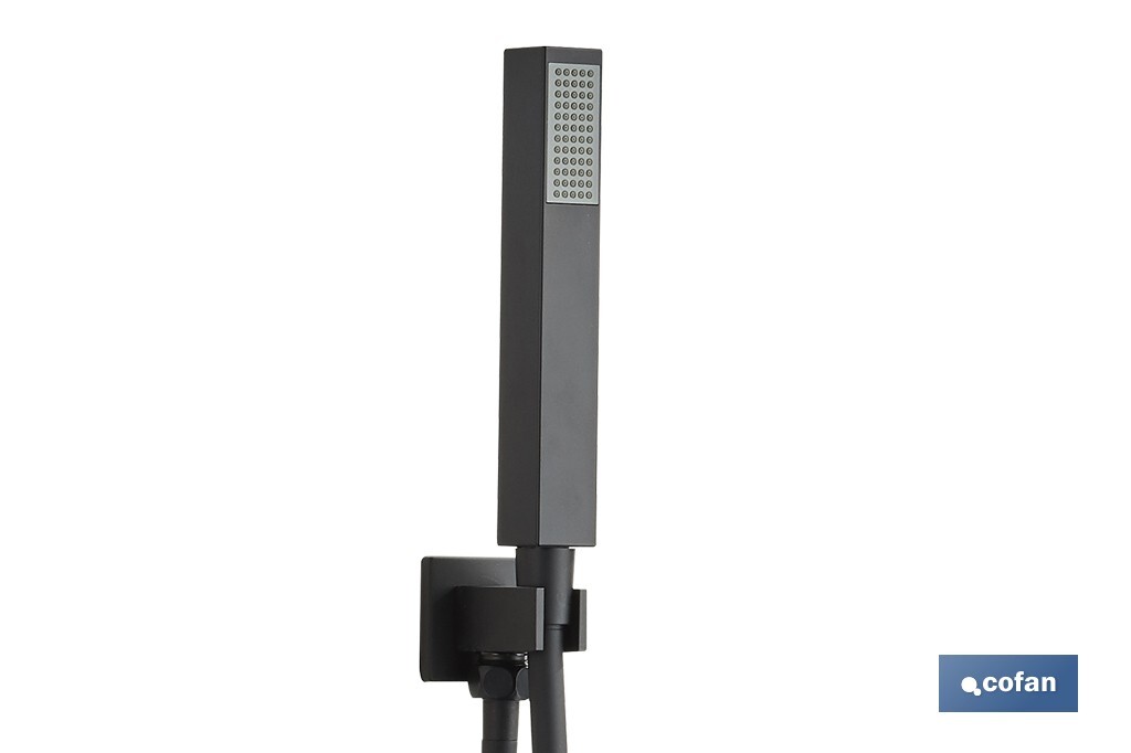 CONJUNTO DE DUCHA EMPOTRADA MONOMANDO CUADRADA NEGRO MATE