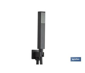 CONJUNTO DE DUCHA EMPOTRADA MONOMANDO CUADRADA NEGRO MATE