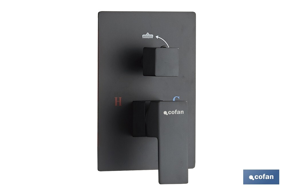 CONJUNTO DE DUCHA EMPOTRADA MONOMANDO CUADRADA NEGRO MATE