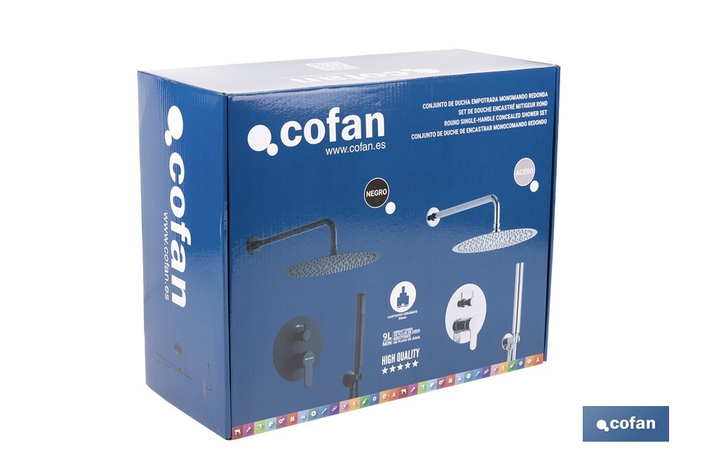 CONJUNTO DE DUCHA EMPOTRADA MONOMANDO REDONDA CROMADA
