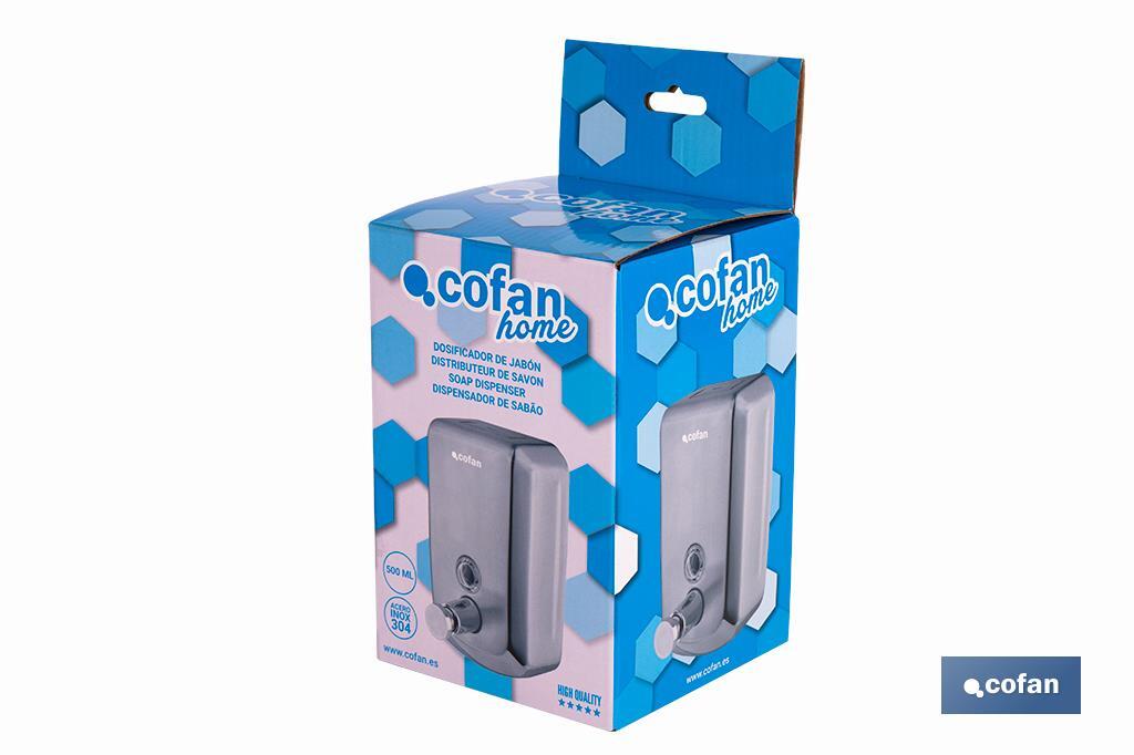 DOSIFICADOR DE JABON EN ACERO INOXIDABLE 304 CEPILLADO 500 ML 10 X 6 X 15,5CM