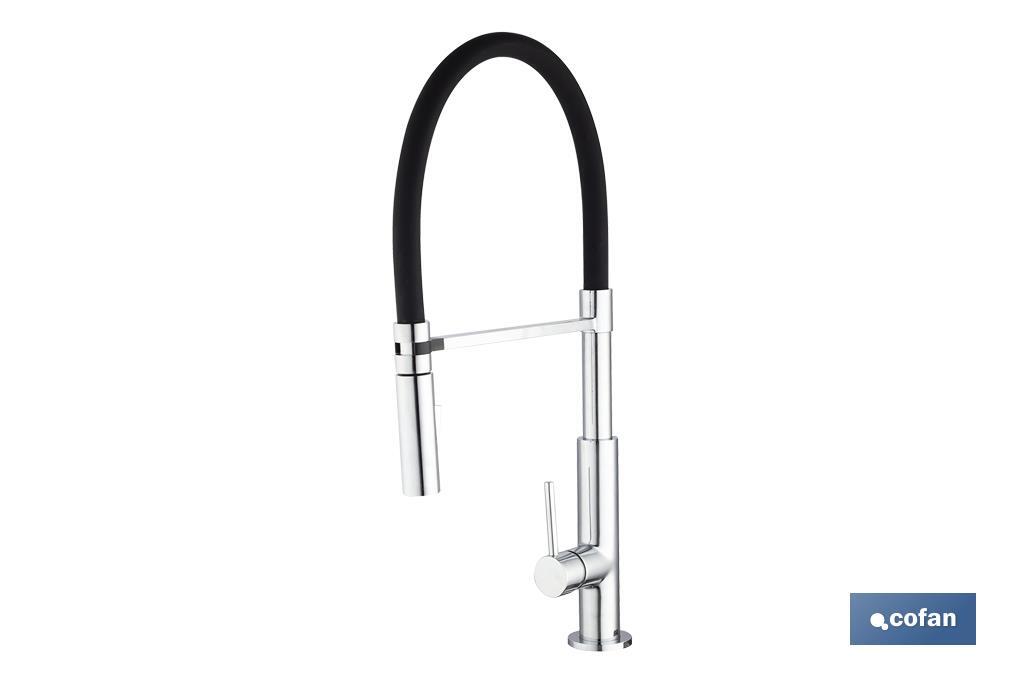 GRIFO COCINA MONOMANDO TUBO FLEXIBLE NEGRO 25 mm