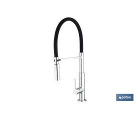 GRIFO COCINA MONOMANDO TUBO FLEXIBLE NEGRO 25 mm