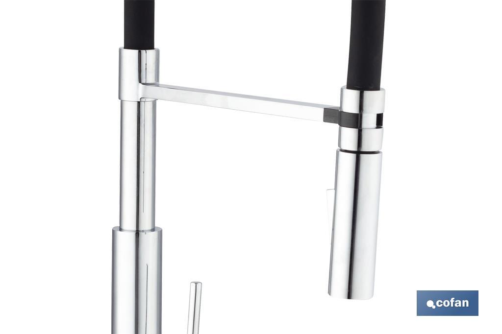 GRIFO COCINA MONOMANDO TUBO FLEXIBLE NEGRO 25 mm