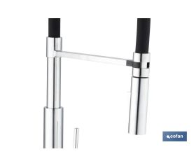 GRIFO COCINA MONOMANDO TUBO FLEXIBLE NEGRO 25 mm