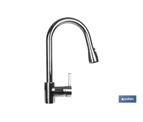 Grifo de Cocina Monomando con Ducha | Fabricado en Latón con Mando en Aleación de Zinc