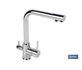 Grifo de Cocina Monomando | 3 Vías Adaptables para Osmosis | Fabricado en Latón con Acabado Cromado