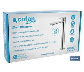 GRIFO MONOMANDO LAVABO  ALTO 25mm MODELO MATHESON