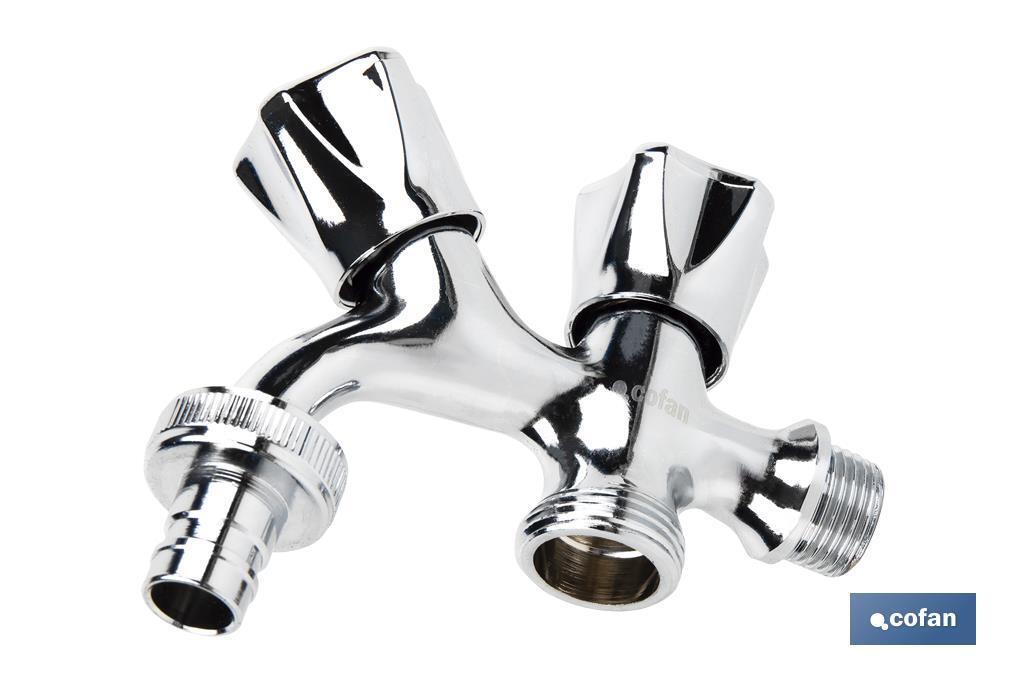 PACK DE 2 GRIFOS DE DOBLE SALIDA DE  AGUA PARA LAVADORA / LAVAVAJILLAS