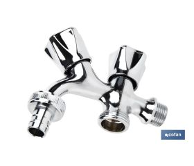 PACK DE 2 GRIFOS DE DOBLE SALIDA DE  AGUA PARA LAVADORA / LAVAVAJILLAS