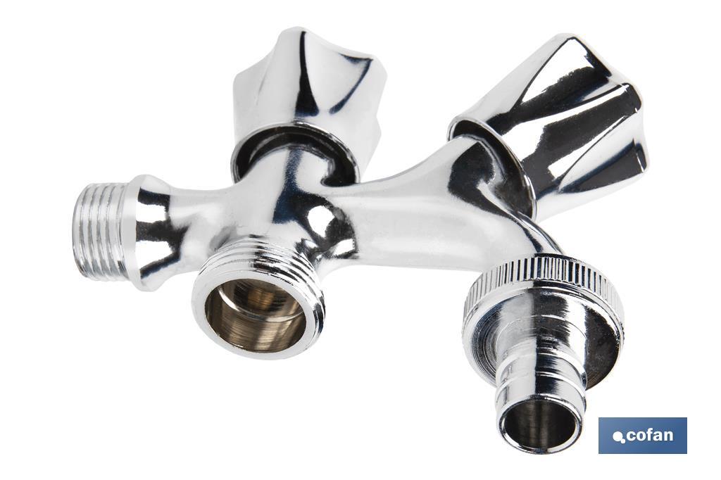 PACK DE 2 GRIFOS DE DOBLE SALIDA DE  AGUA PARA LAVADORA / LAVAVAJILLAS