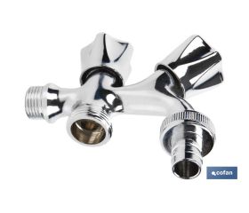 PACK DE 2 GRIFOS DE DOBLE SALIDA DE  AGUA PARA LAVADORA / LAVAVAJILLAS