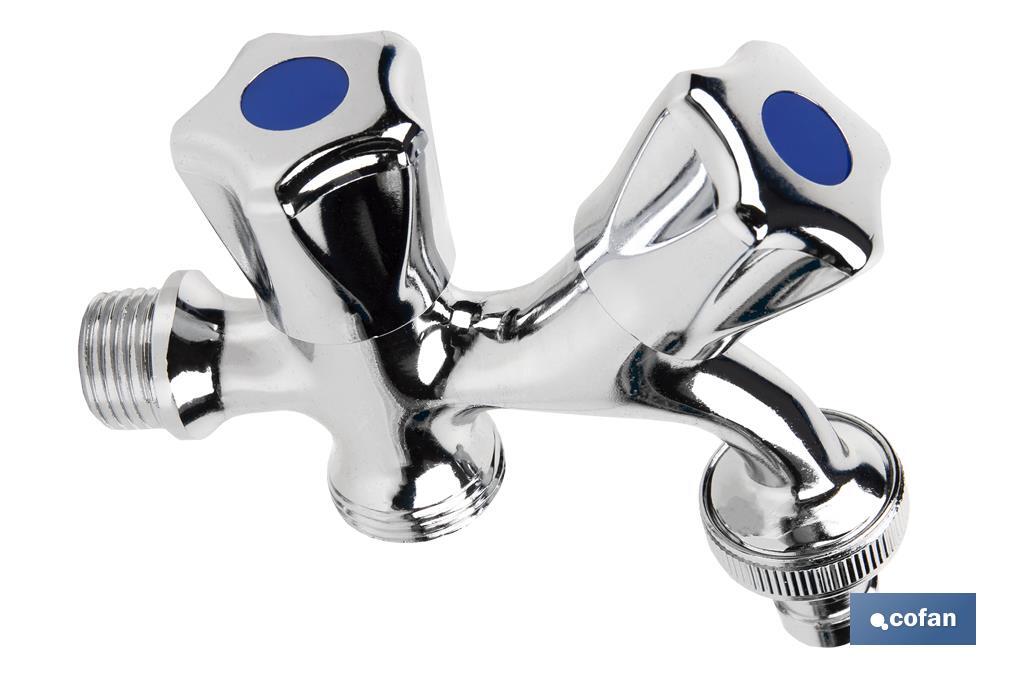 PACK DE 2 GRIFOS DE DOBLE SALIDA DE  AGUA PARA LAVADORA / LAVAVAJILLAS