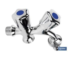 PACK DE 2 GRIFOS DE DOBLE SALIDA DE  AGUA PARA LAVADORA / LAVAVAJILLAS