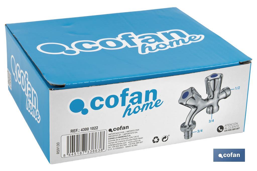 PACK DE 2 GRIFOS DE DOBLE SALIDA DE  AGUA PARA LAVADORA / LAVAVAJILLAS