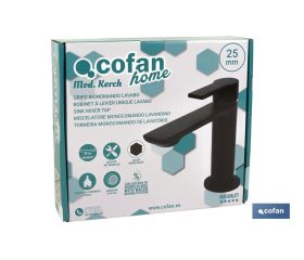 GRIFO MONOMANDO LAVABO NEGRO MATE  25MM MODELO KERCH