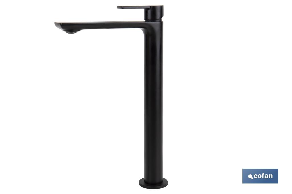 GRIFO ALTO MONOMANDO PARA LAVABO NEGRO MATE MODELO KERCH  25mm