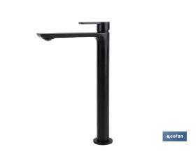 GRIFO ALTO MONOMANDO PARA LAVABO NEGRO MATE MODELO KERCH  25mm