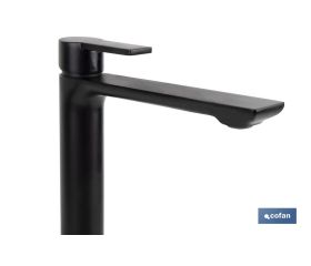 GRIFO ALTO MONOMANDO PARA LAVABO NEGRO MATE MODELO KERCH  25mm