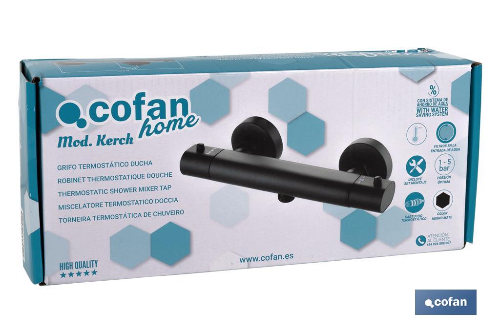 GRIFO TERMOSTATICO DUCHA NEGRO MATE MODELO KERCH