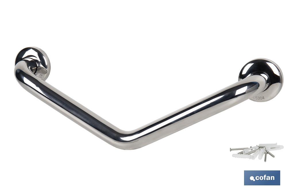 BARRA DE APOYO CON ANGULO DE 135º DE ACERO INOXIDABLE 304 (50 x 3.2 CM)