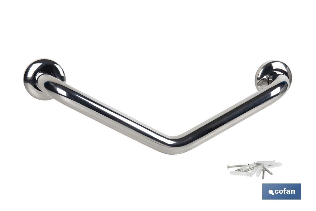 BARRA DE APOYO CON ANGULO DE 135º DE ACERO INOXIDABLE 304 (50 x 3.2 CM)