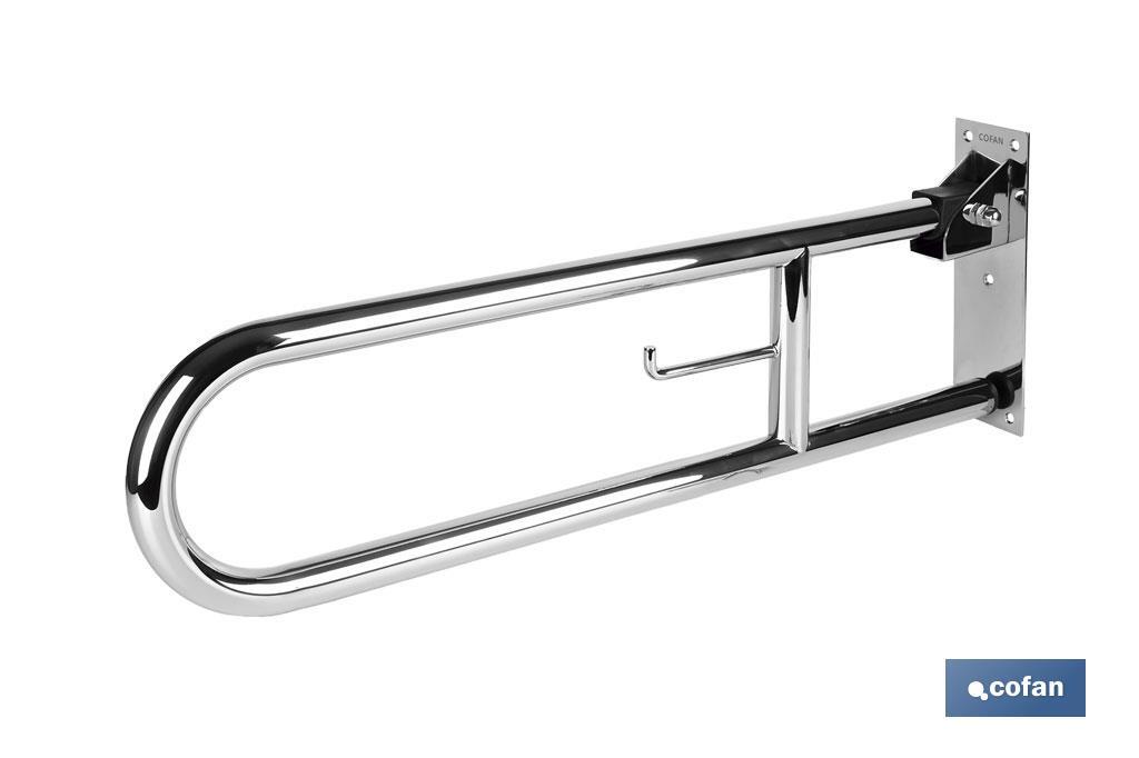 BARRA ABATIBLE PARA APOYO CON ACCESORIO DE PAPEL HIGIENICO 74 CM