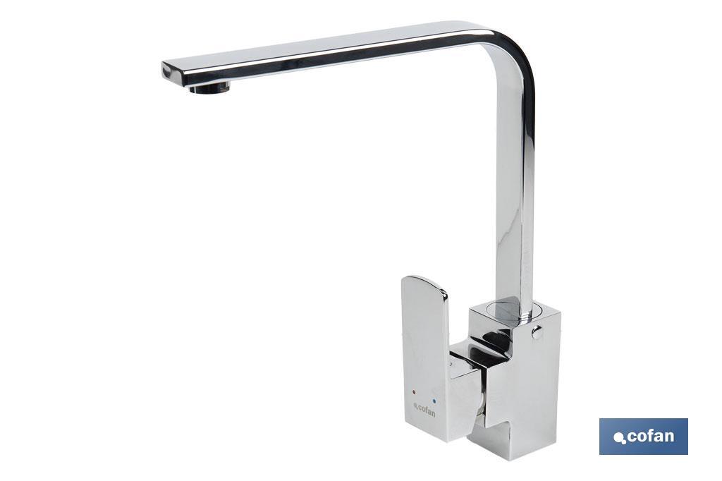 GRIFO DE COCINA MONOMANDO CON DISEÑO CUADRADO 35 MM