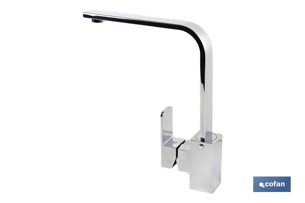 GRIFO DE COCINA MONOMANDO CON DISEÑO CUADRADO 35 MM