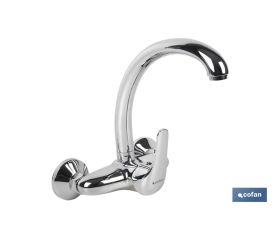 Grifo de Caño Alto para Cocina y Lavadero Monomando | Instalación en Pared | Cartucho Cerámico de 40 mm