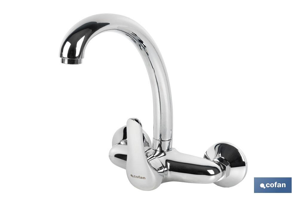 GRIFO DE COCINA/ LAVADERO MONOMANDO PARA PARED CON CAÑO ALTO