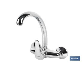GRIFO DE COCINA/ LAVADERO MONOMANDO PARA PARED CON CAÑO ALTO