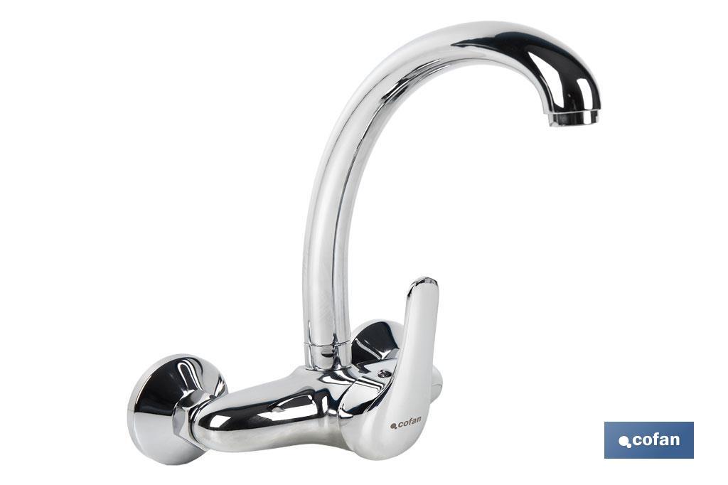 GRIFO DE COCINA/ LAVADERO MONOMANDO PARA PARED CON CAÑO ALTO