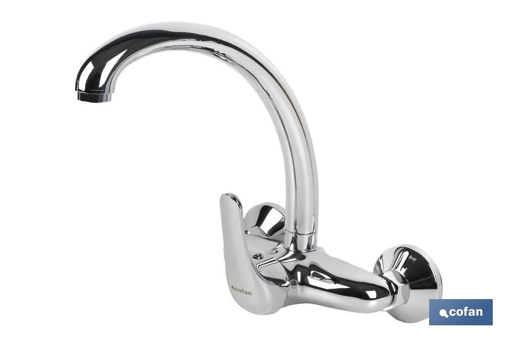 GRIFO DE COCINA/ LAVADERO MONOMANDO PARA PARED CON CAÑO ALTO
