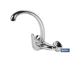 GRIFO DE COCINA/ LAVADERO MONOMANDO PARA PARED CON CAÑO ALTO