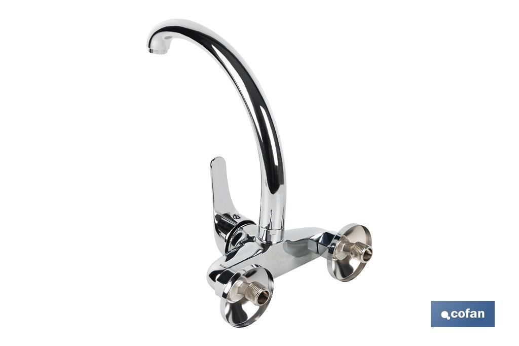 GRIFO DE COCINA/ LAVADERO MONOMANDO PARA PARED CON CAÑO ALTO