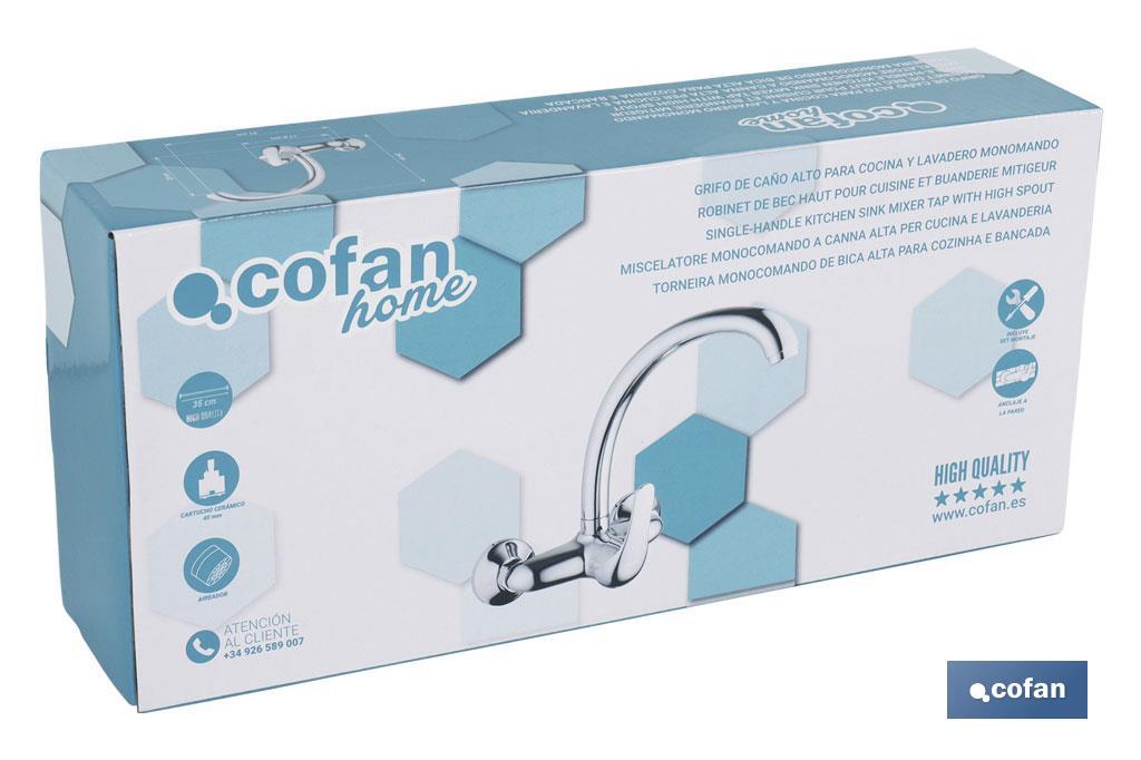 GRIFO DE COCINA/ LAVADERO MONOMANDO PARA PARED CON CAÑO ALTO