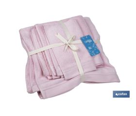 Juego de 3 toallas de color rosa claro con 580 g/m2 | Gama Flor | Set de toallas 100 % de algodón
