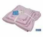 JUEGO DE 3 TOALLAS ROSA CLARO 580 G/M2 GAMA FLOR 30X50  50X100  70X140 CM