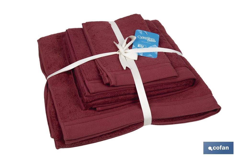 JUEGO DE 3 TOALLAS BURDEOS 580 G/M2 GAMA PARÍS 30X50  50X100  70X140 CM
