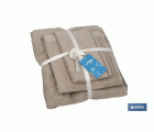 Juego de 3 toallas de color beige con 580 g/m2 | Gama Abisinia | Set de toallas 100 % de algodón
