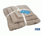 JUEGO DE 3 TOALLAS BEIGE 580 G/M2 GAMA ABISINIA 30X50  50X100  70X140 CM