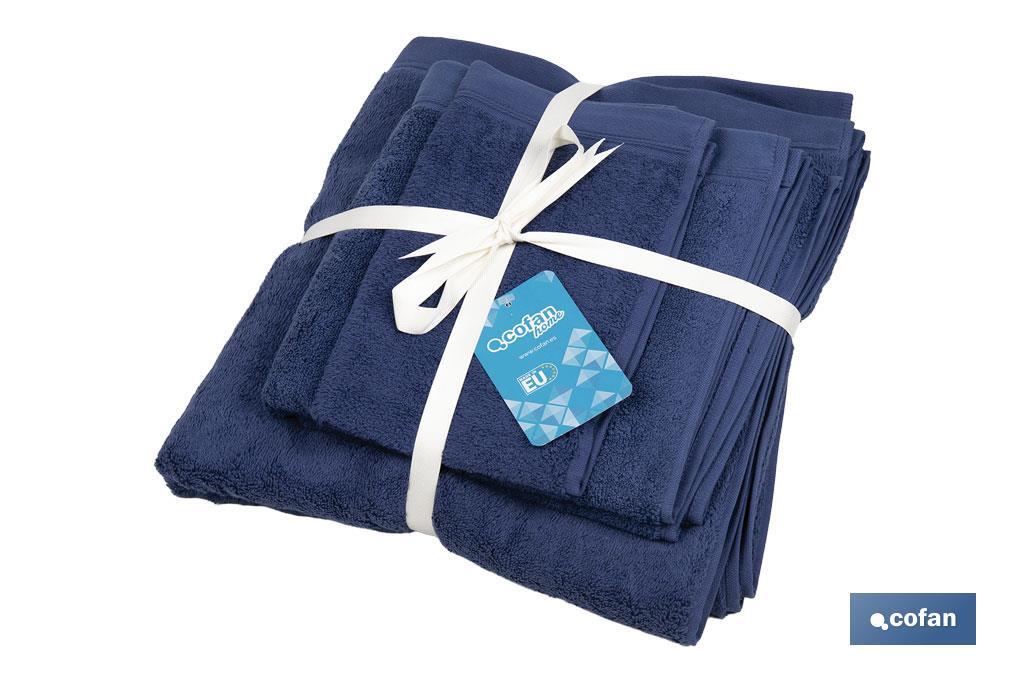 JUEGO DE 3  TOALLAS AZUL MARINO 580 G/M2 GAMA MARIN 30X50  50X100  70X140 CM