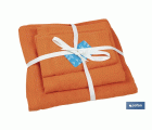 Juego de 3 toallas de color naranja (orange) con 580 g/m2 | Gama Amanecer | Set de toallas 100 % de algodón