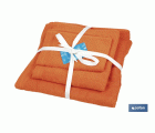 JUEGO DE 3 TOALLAS NARANJA 580 G/M2  GAMA AMANECER 30X50  50X100  70X140 CM