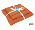 JUEGO DE 3 TOALLAS NARANJA 580 G/M2  GAMA AMANECER 30X50  50X100  70X140 CM