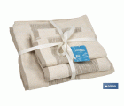Juego de 3 toallas de color nature con 600 g/m2 | Gama Alma | Set de toallas 95 % de algodón y 5 % de lino
