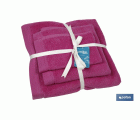 Juego de 3 toallas de color fucsia con 580 g/m2 | Gama Primavera | Set de toallas 100 % de algodón